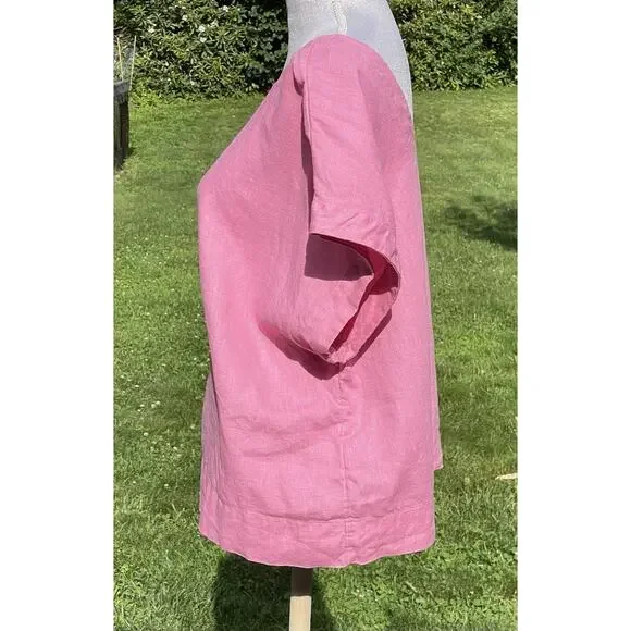 MADEWELL Linen Square Back Crewneck Top Short Sleeve Shirt Light Pink size XL - Picture 8 of 16